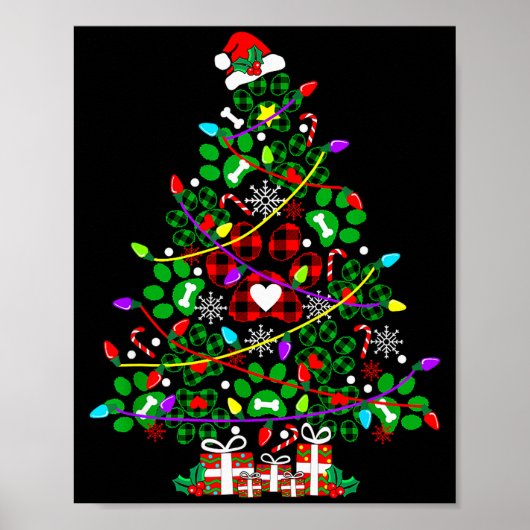 Paw Print Christmas Tree Dog Or Cat For Men Women  Poster (Vorne)