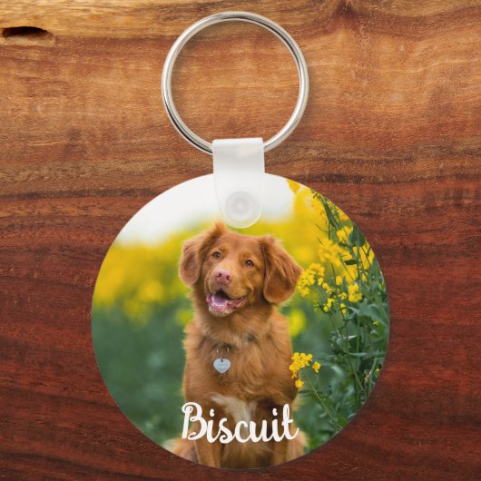 Paw Print Cookies Light Blue Pattern Monogram Schlüsselanhänger (Vorderseite)