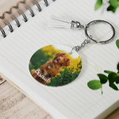 Paw Print Cookies Light Orange Pattern Monogram Schlüsselanhänger