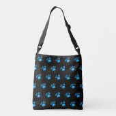Paw Print Crossbody Bag (Schwarz & Blau) Tragetaschen Mit Langen Trägern (Rückseite)