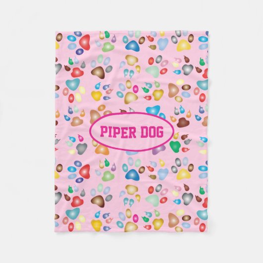 Paw Print Dog Fleece Blanket (Vorderseite)