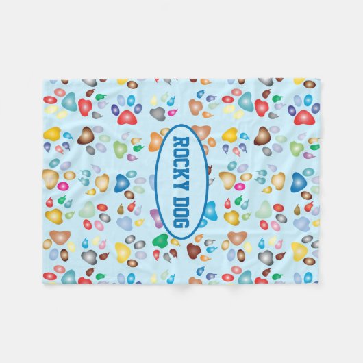 Paw Print Dog Fleece Blanket (Vorderseite (Horizontal))