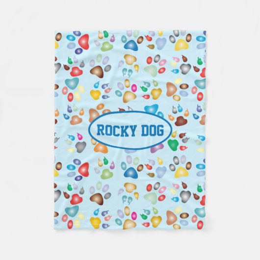 Paw Print Dog Fleece Blanket (Vorderseite)