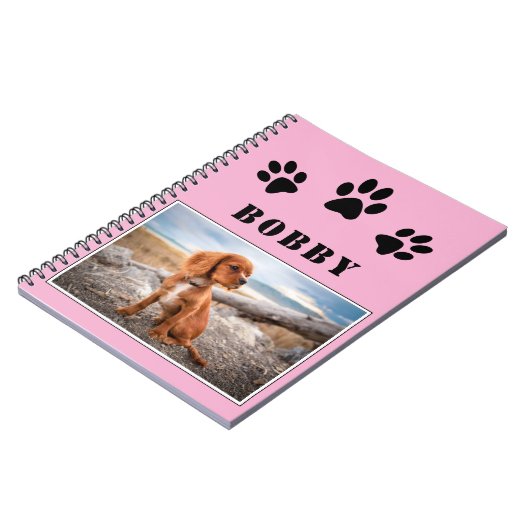 Paw Print Dog Pet Photo and Name Notizblock (Linke Seite)