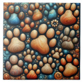 Paw Print fasziniert verschiedene farbige Hunde Fliese (Vorderseite)