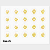 Paw Print Gold Runder Aufkleber (Blatt)