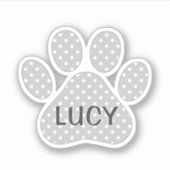 Paw Print Gray and White Polka Dot Pattern Aufkleber (Vorderseite)