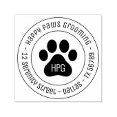 Paw Print Grooming Business Round Address Permastempel (Design)