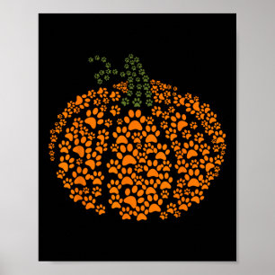 Paw Print Halloween Pumpkin Ghost Paw Dog Katze Li Poster