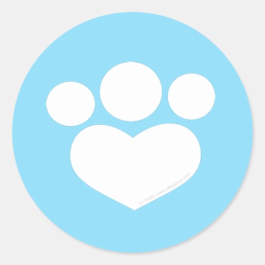 Paw Print Heart 1,5 Zoll Karibik Runder Aufkleber (Vorderseite)