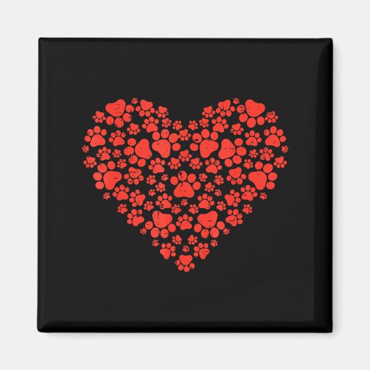 Paw Print Heart Cute Valentines Day Dog Cat Lover  Magnet (Vorne)