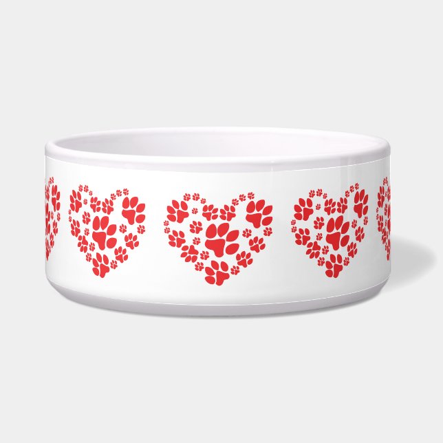 Paw Print Heart Dog Bowl Napf (Vorderseite)