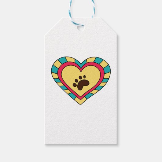 Paw Print Heart Geschenkanhänger (Vorderseite)