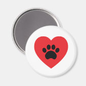 Paw Print Heart Magnet (Vorderseite/Rückseite)