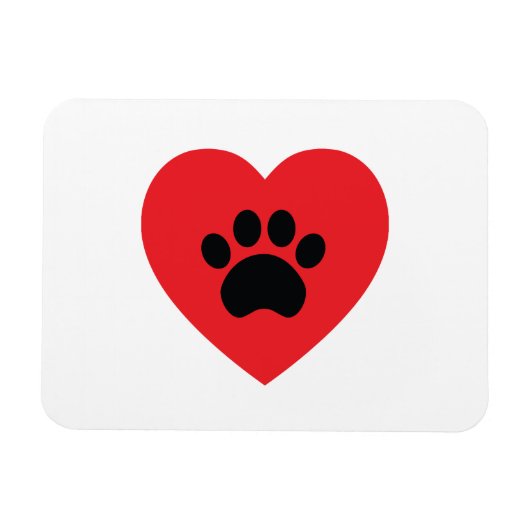 Paw Print Heart Magnet (Horizontal)