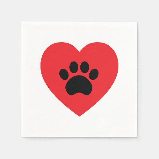 Paw Print Heart Paper Napkins Serviette (Vorderseite)