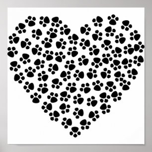Paw Print Heart Poster