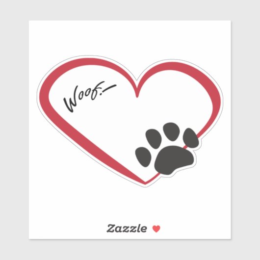 Paw Print Heart Sticker (Blatt)