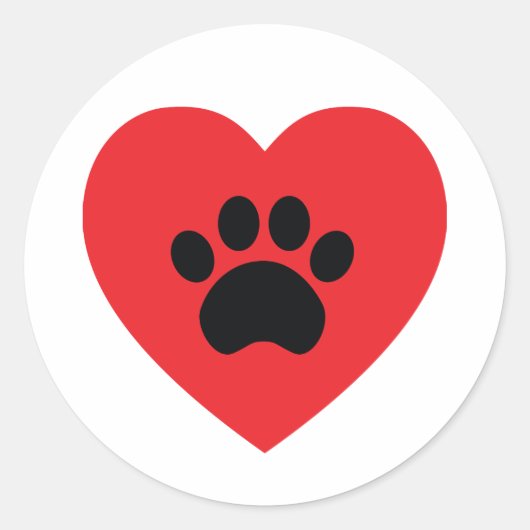 Paw Print Heart Sticker (Vorderseite)