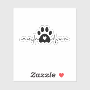 Paw Print Heartbeat Aufkleber