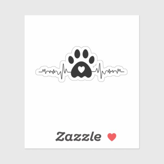 Paw Print Heartbeat Aufkleber (Blatt)