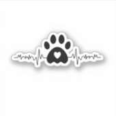 Paw Print Heartbeat Aufkleber (Vorderseite)
