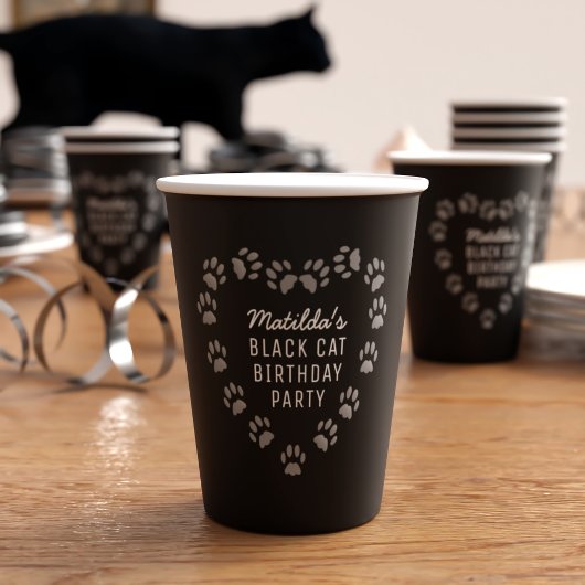 Paw Print Heft Black Birthday Party Paper Cups Pappbecher