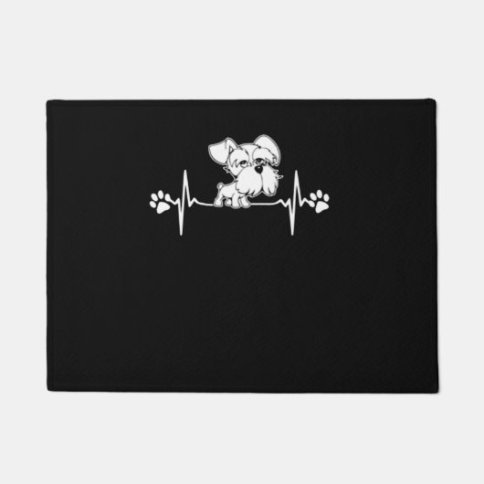 Paw Print Herzschlag Schnauzer Geschenk Fußmatte (Vorderseite)