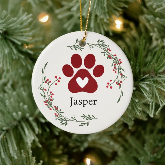 Paw Print Holly und Berry Weihnachtsschmuck (Baum)
