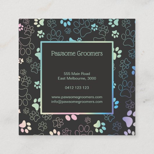 Paw Print Holographic Vielen Dank für Ihre Rabatte Quadratische Visitenkarte (Rückseite)