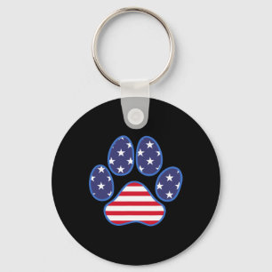 Paw Print Hund Katze 4. Juli American Flag Männer Schlüsselanhänger