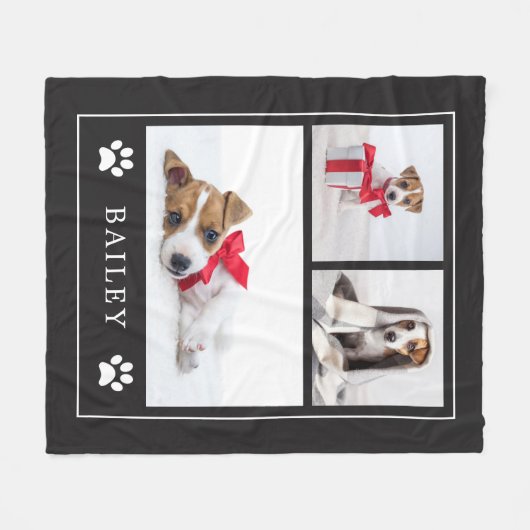 Paw Print | Hund oder Welpe mit mehreren Fotos Fleecedecke (Vorderseite (Horizontal))