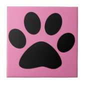 Paw Print Large Pattern Schwarz Pink Niedlich Stil Fliese (Vorderseite)