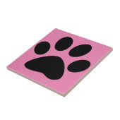 Paw Print Large Pattern Schwarz Pink Niedlich Stil Fliese (Seite)