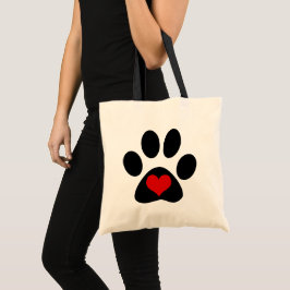 Paw Print Liebe Red Heart Tote Bag Tragetasche