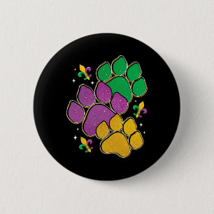 Paw Print Mardi Gras Dog Lover Masquerade Festival Button
