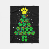 Paw Print Merry Christmas Tree Lights Dog Or Cat M Fleecedecke (Vorderseite)