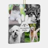 Paw Print Monogram Four Foto Family Pet Collage Keramikornament (Rechts)
