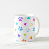 paw print mug, heart pattern mug, rainbow pet mug kaffeetasse (VorderseiteRechts)