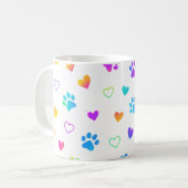 paw print mug, heart pattern mug, rainbow pet mug kaffeetasse (Vorderseite Links)