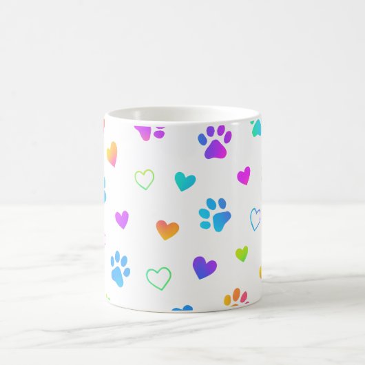 paw print mug, heart pattern mug, rainbow pet mug kaffeetasse (Mittel)