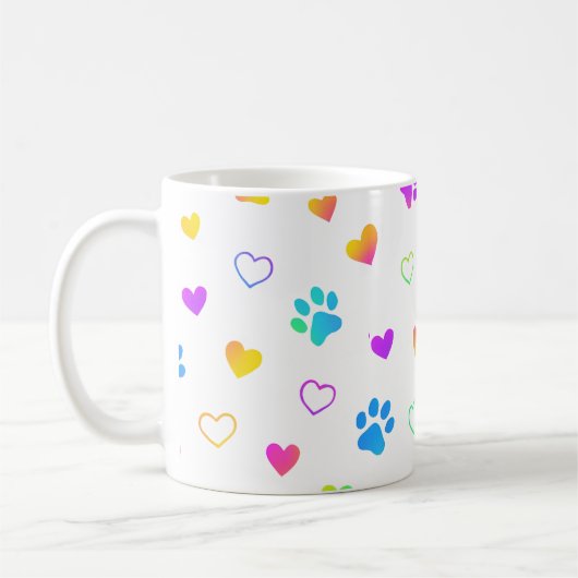 paw print mug, heart pattern mug, rainbow pet mug kaffeetasse (Links)