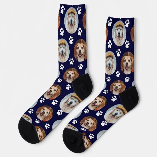 Paw Print Navy Socks Socken (Linkes Detail)