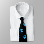 Paw Print Neck Tie (Schwarz & Blau) Krawatte (Gebunden)