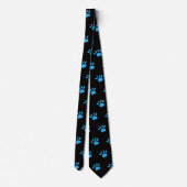 Paw Print Neck Tie (Schwarz & Blau) Krawatte (Rückseite)