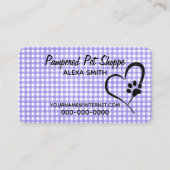 Paw Print on Gingham for Pet Grooming Visitenkarte (Vorderseite)