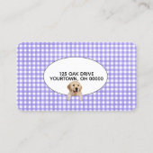 Paw Print on Gingham for Pet Grooming Visitenkarte (Rückseite)