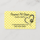 Paw Print on Gingham for Pet Grooming Visitenkarte (Vorderseite)