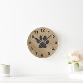 Paw Print on Sand Art Clock Runde Wanduhr (Zuhause)