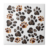 Paw Print Pattern Black Brown Mix Fliese (Vorderseite)